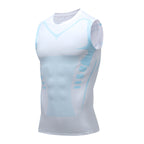 Débardeur compression sport blanc bleu – Aplomb