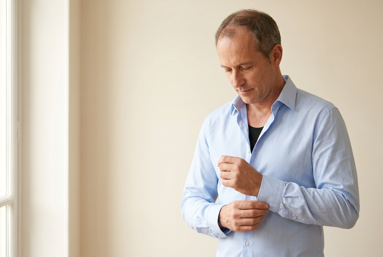 Homme portant une chemise par-dessus le débardeur sculptant Aplomb – maintien invisible
