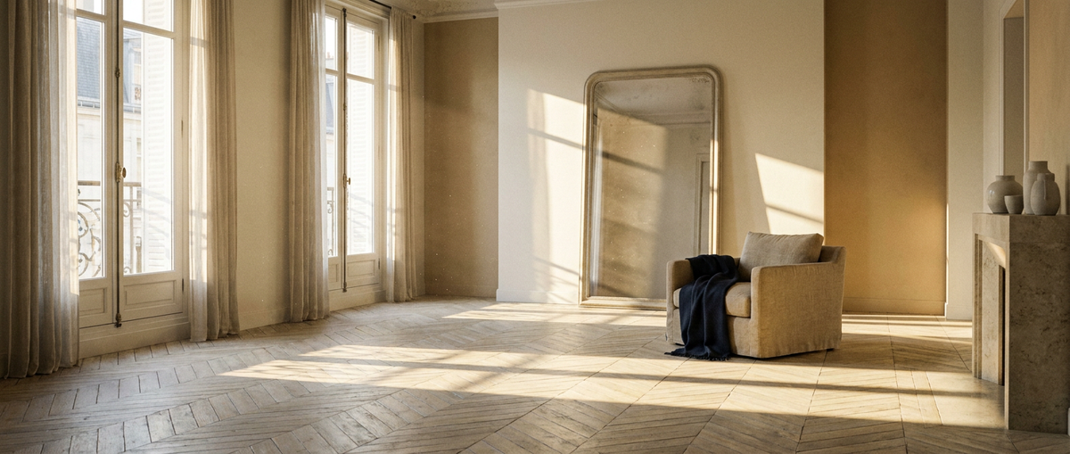Intérieur parisien lumineux – ambiance de marque Aplomb