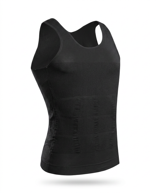 Débardeur sculptant homme noir – packshot Aplomb