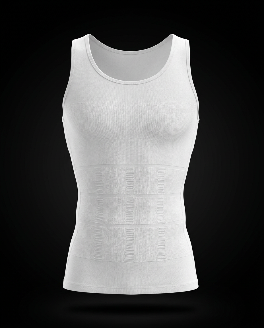 Débardeur sculptant homme blanc – packshot Aplomb