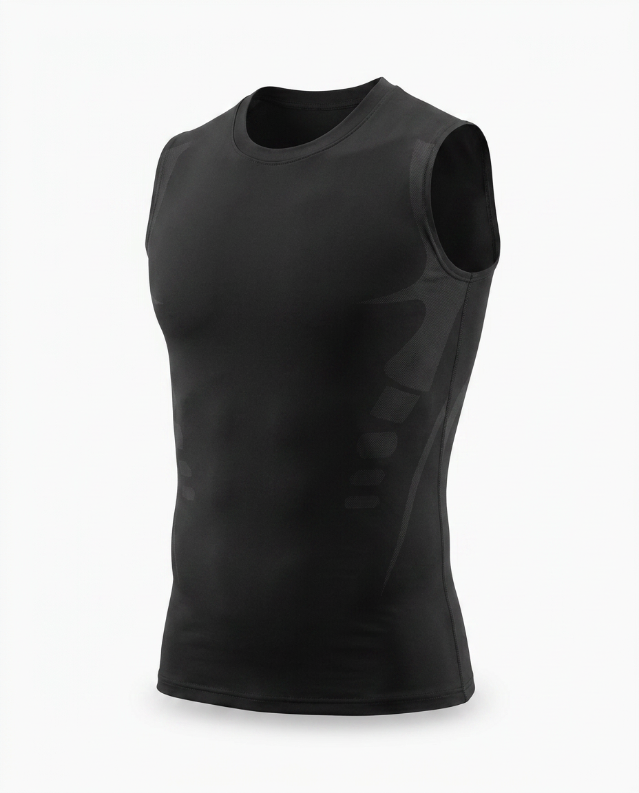 Débardeur compression sport noir – packshot Aplomb