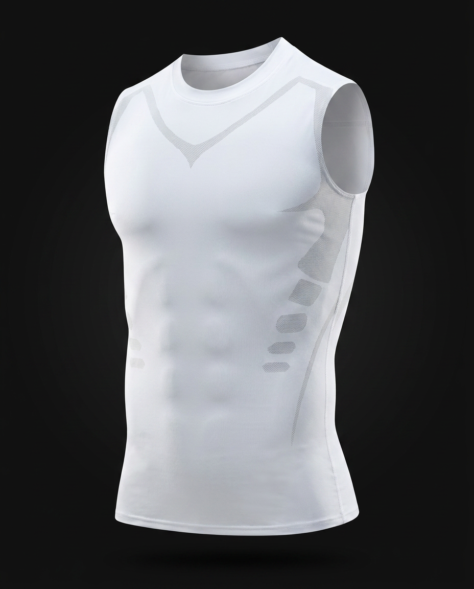 Débardeur compression sport blanc – packshot Aplomb